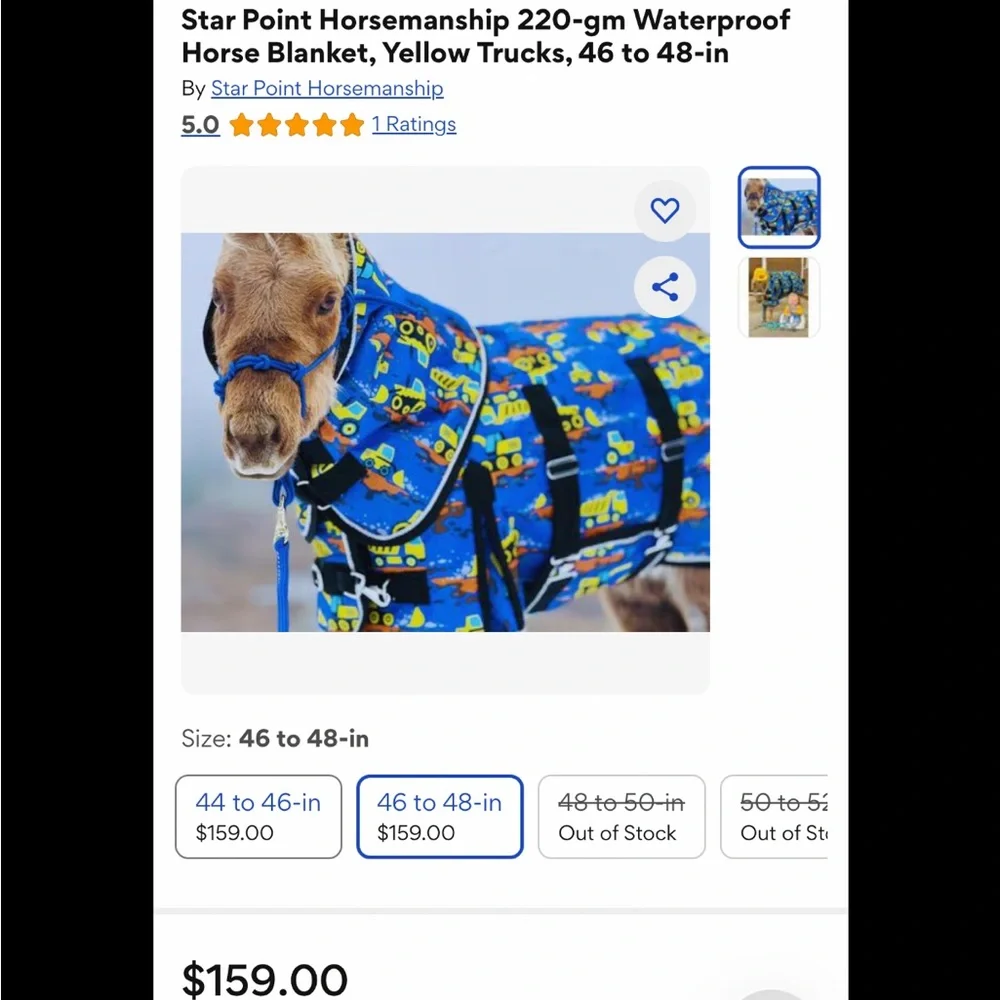 44-46 mini Blue Construction Print Horse sheet